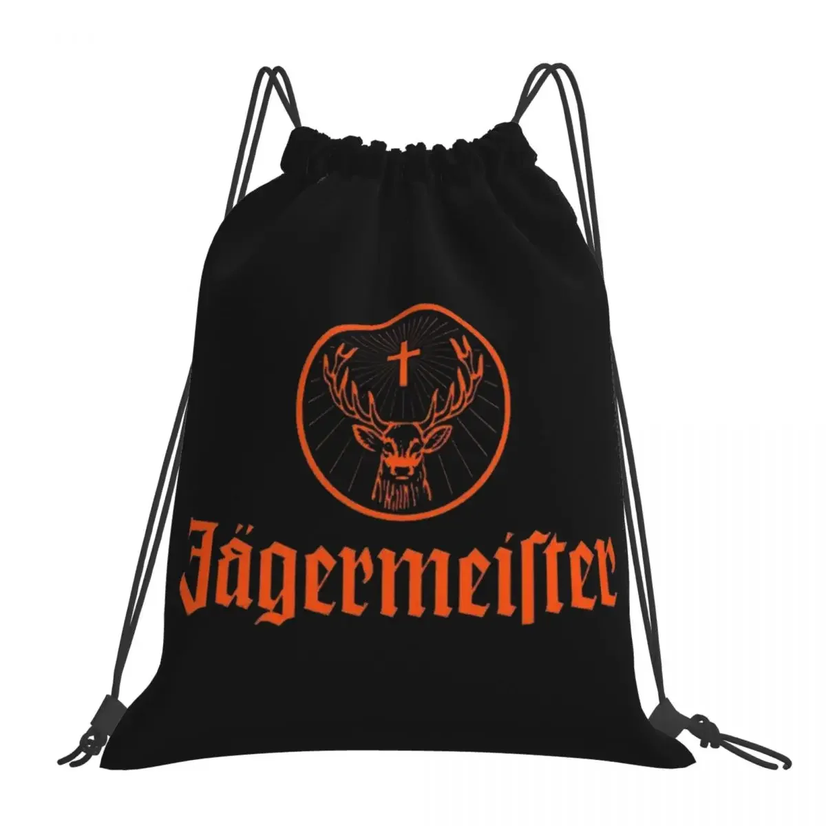 Jagermister Backpacks Casual Portable Drawstring Bags Drawstring Bundle Pocket Sundries Bag BookBag For Travel School