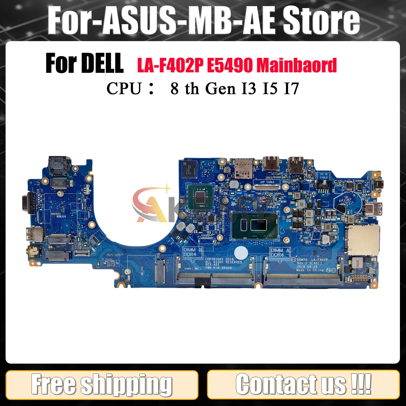 

i3 i5 i7 7-й 8-й для Dell Latitude E5490 LA-F401P, материнская плата для ноутбука, материнская плата 0C08DH 0M71FV 0NJFT2 08KN1W протестирована нормально
