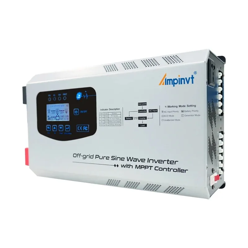 

Ampinvt Inverter Hybrid Split Phase 120/240vac 12v 24v 48v Invert For RV Yacht Solar Power
