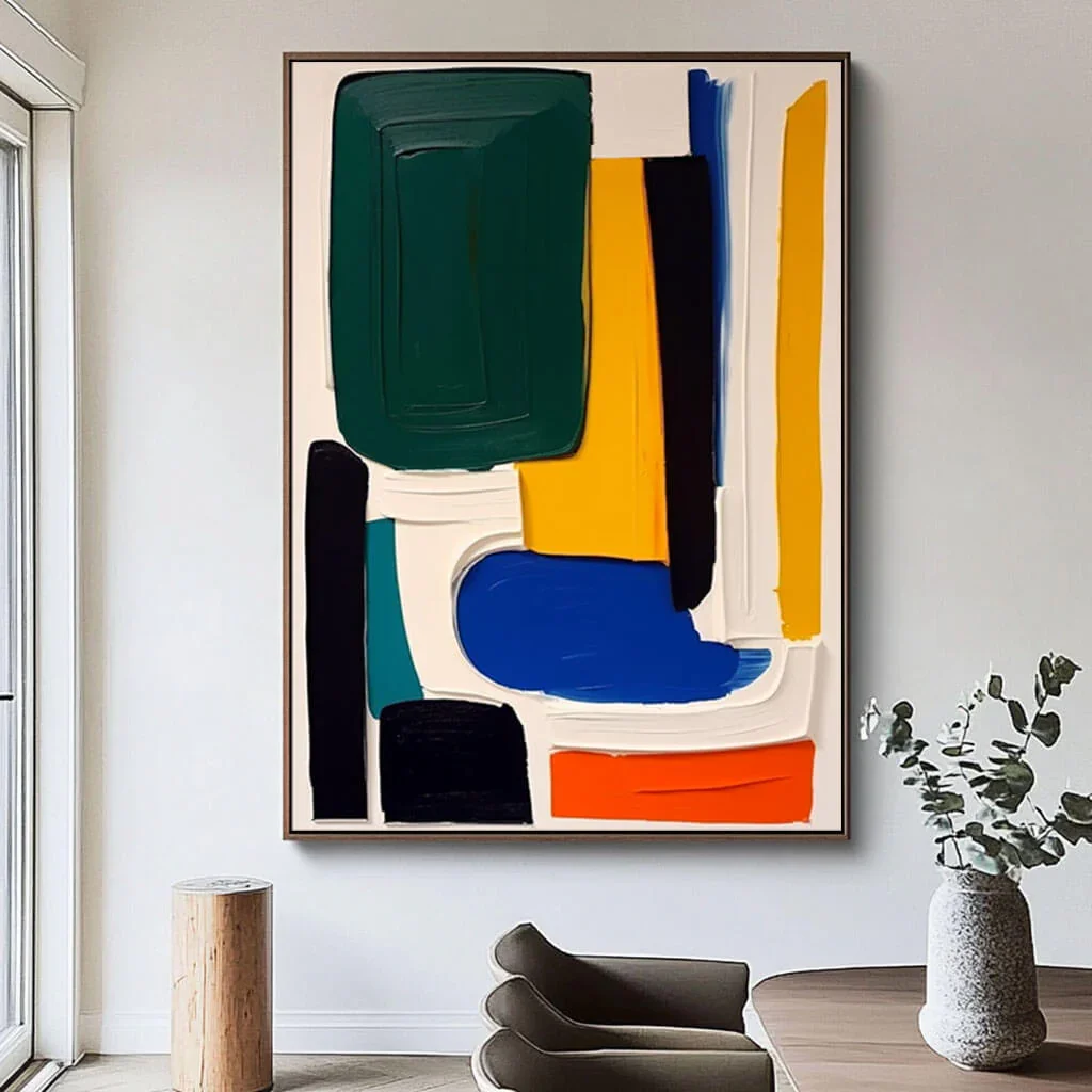 Colorful Abstract Block Hand-Painted Oil Painting On Canvas Geometric Large Wall Art for Living Room Acrylic Handmade Wall Art