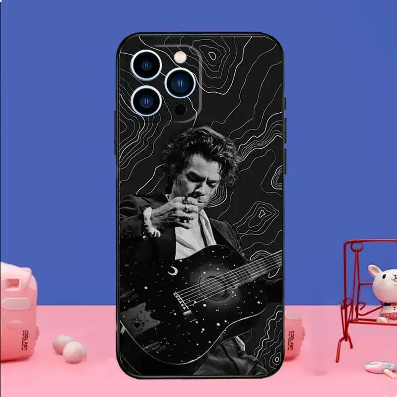 H-HaRRy S-Styles Phone Case For iPhone15,14,13,12,11Pro Max,Xs,Xr,X,7,8 Plus,12,13Mini Silicone Black Cover