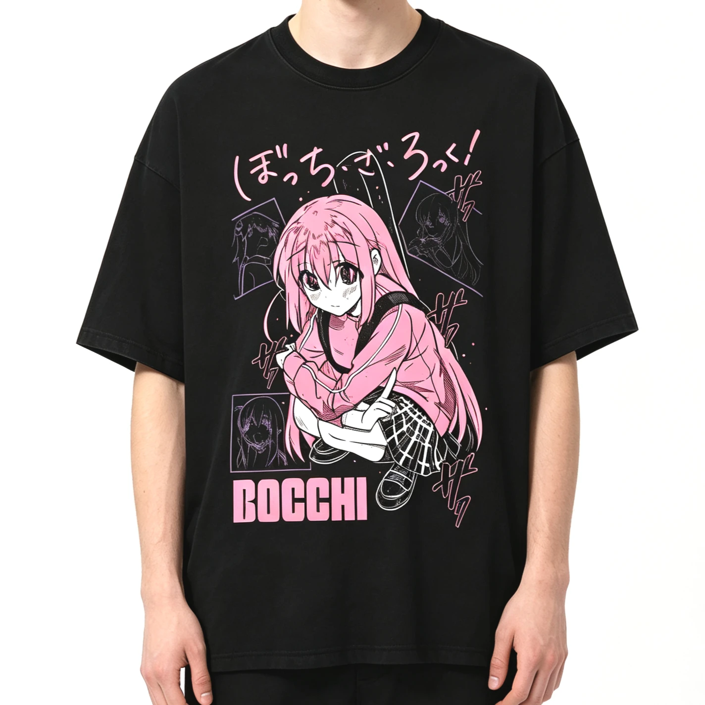 2026 Hot Anime Bocchi The Rock Bocchi T-shirt Y2K Men Women Harajuku Hip Hop Punk T-shirt Y2K Gothic Cotton Oversized T-shirts
