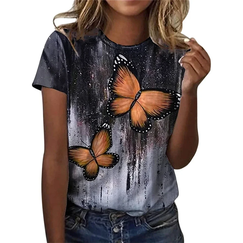 

Butterfly Graphic 3D Printed T-Shirts Woman Fashion Streetwear Oversized Short Sleeve T Shirt Y2K Women Girl Tees Tops Clothing