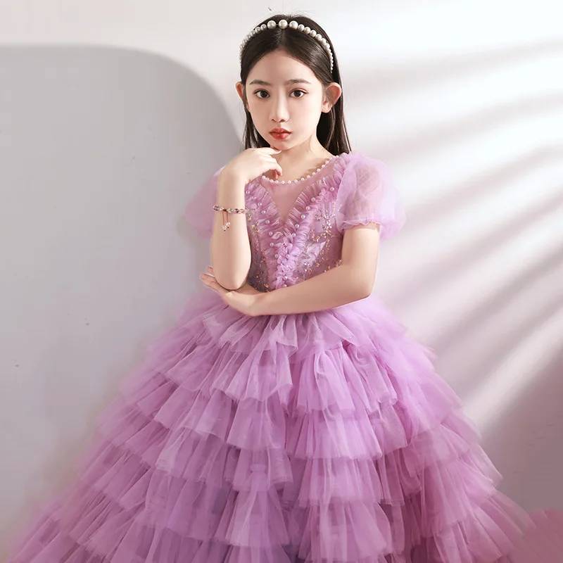 ガールズホストハイエンドプリンセスドレス小さな女の子の誕生日パーティーパフォーマンスドレス子供ピアノパフォーマンスイブニングドレスサム