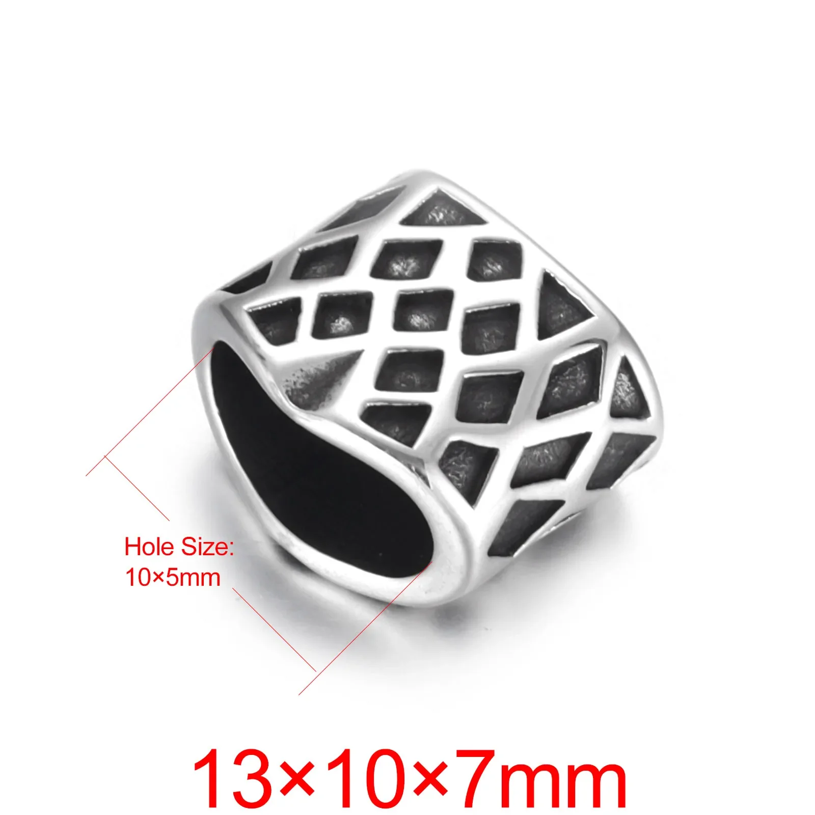 Stainless Steel Blacken Slider Beads Hole 10*5mm for Leather Bracelet Making Jewelry DIY Slide Charms Accessories