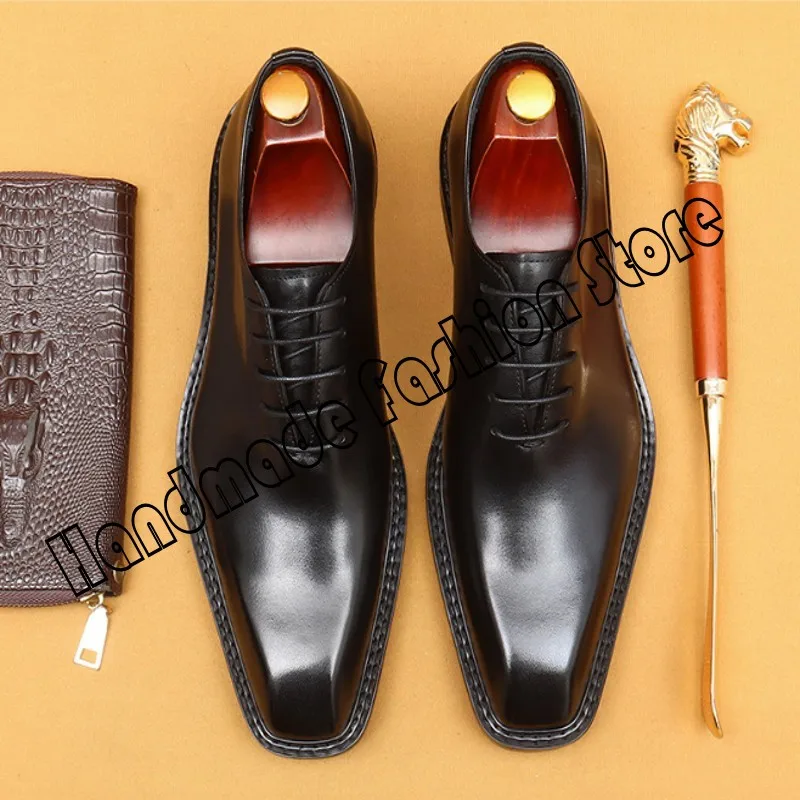 2026 Genuine Leather Men Wedding Party Dress Shoes Fashion Lace Up Mens Formal Suit Shoes Oxfords Plus Size 38-46