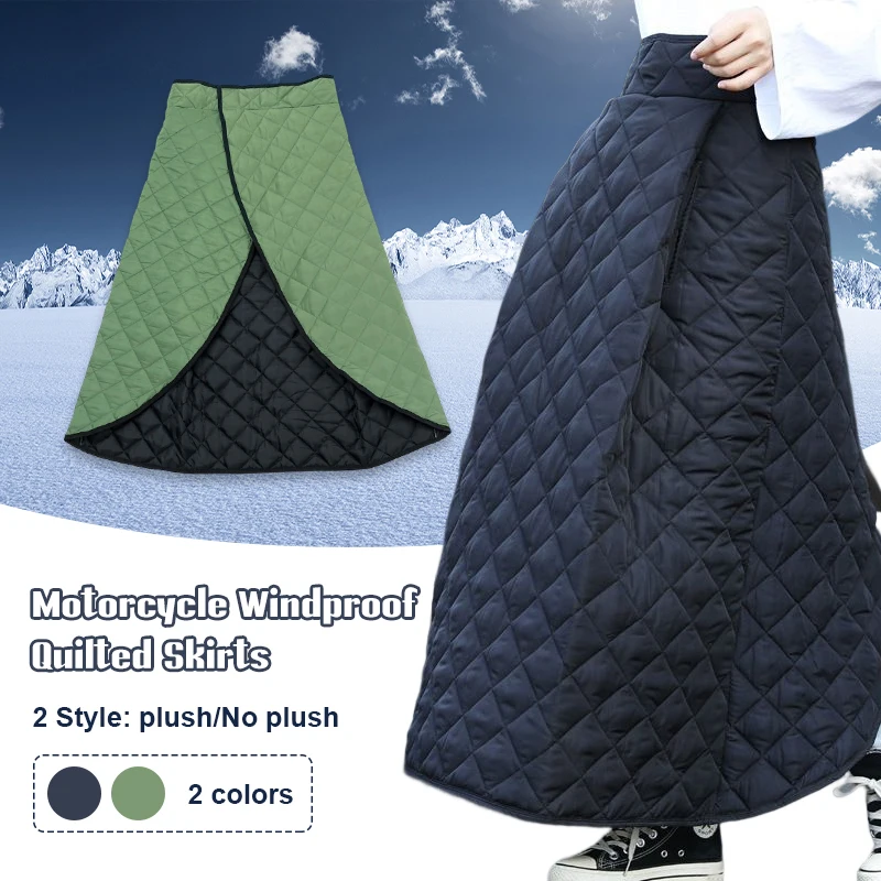 

Women Motorcycle Windproof Quilted Skirts Winter Mid-Long Padded Skirt Cover Electric Cycle Cycling Skirts Warm Leg Warm Cover