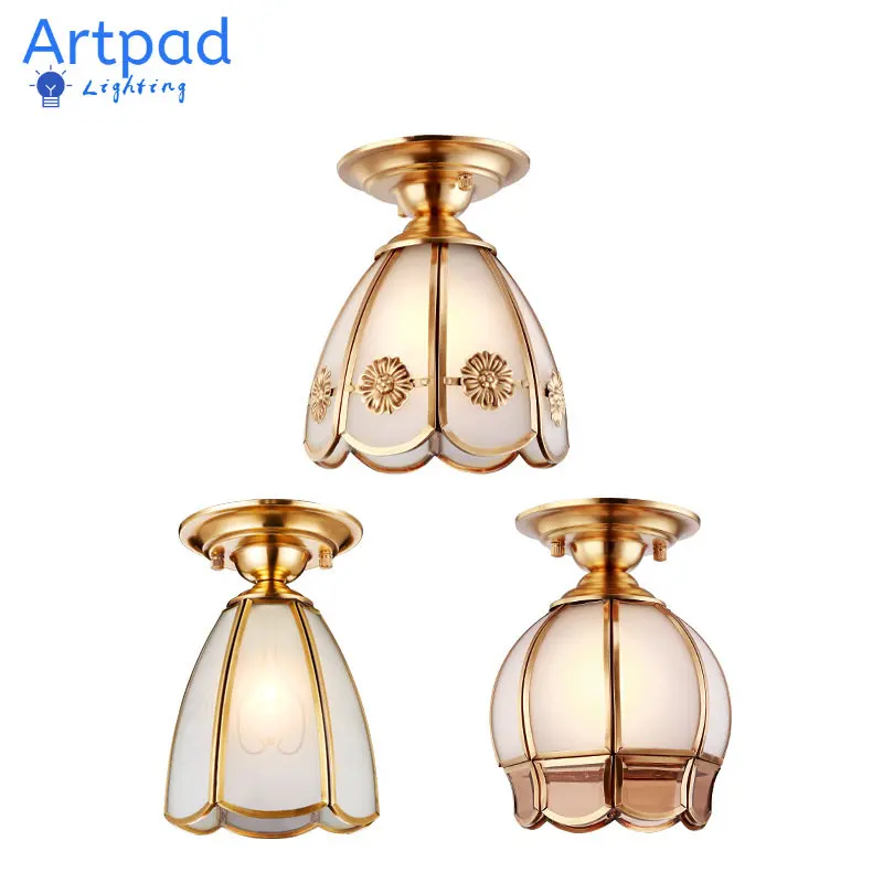 

Artpad American Contemporari Ceiling Light Round Entrance Porch Vestibule Corridor Balcony Ceiling Light Fixture E27 Copper lamp