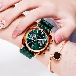 2023 New Fashion Guou Top Brand Square Men's Or Woman's Unsex Noctilucent Canvas Waterproof Quartz Multifunctional Gift Watches