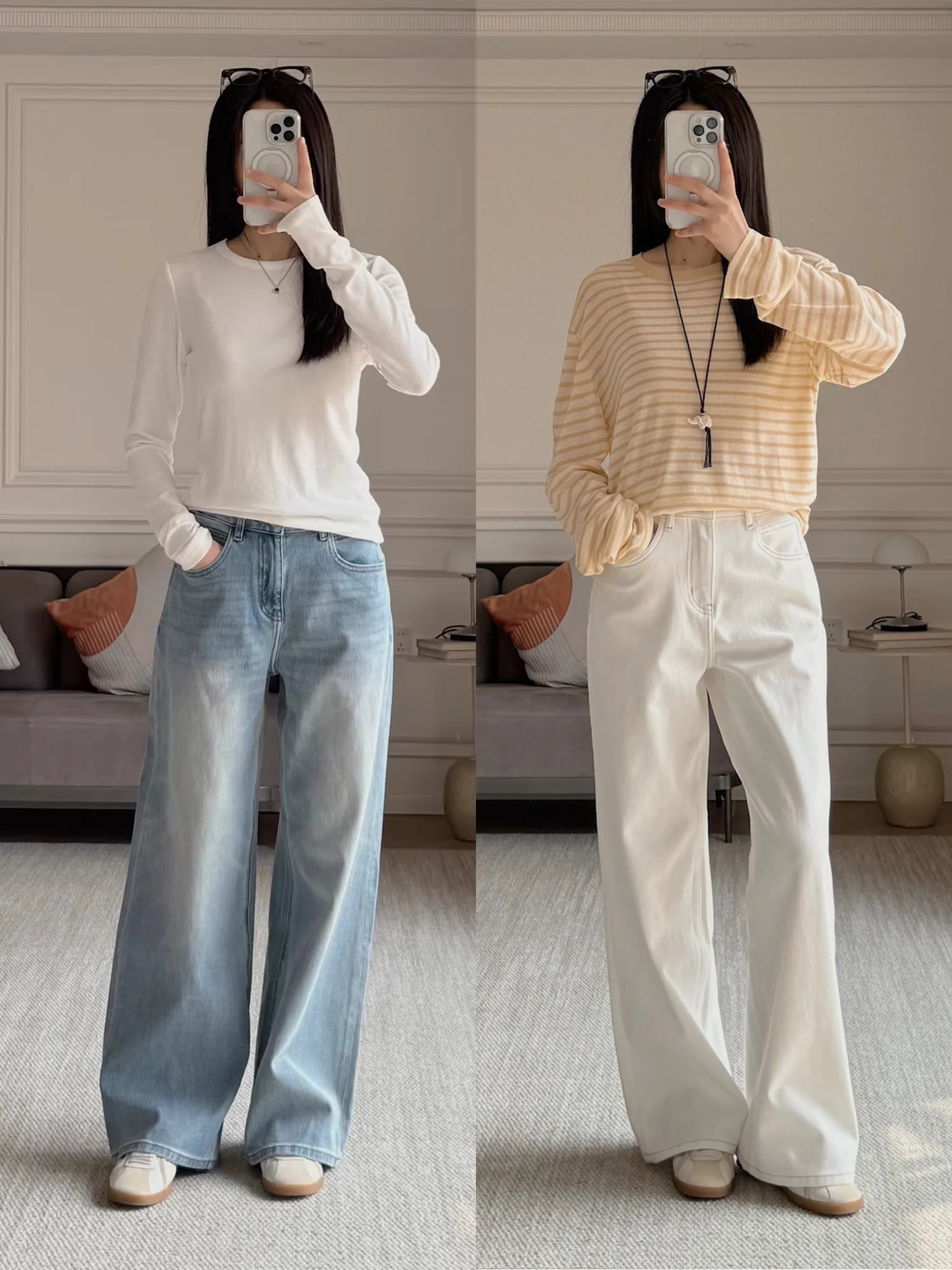 High Waist Wide Leg Denim Jeans Comfortable Double Core Elastic Retro Washed Casual Style Women's High Elasticity Cotton Jeans