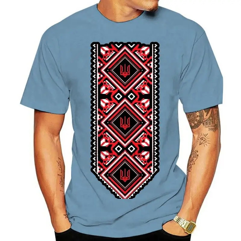 

100% t shirt 2023 Fashion men t-shirt 100% Ukrainian Embroidered Print Vyshyvanka T-Shirt of Ukraine