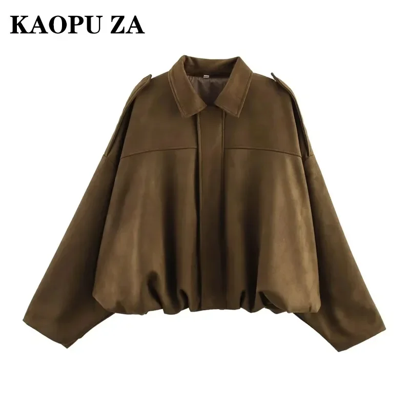 KAOPU ZA الكورية نمط عارضة طويلة الأكمام سترة قصيرة الشارع أزياء ربيع جديد وصول فضفاضة تناسب معطف المرأة