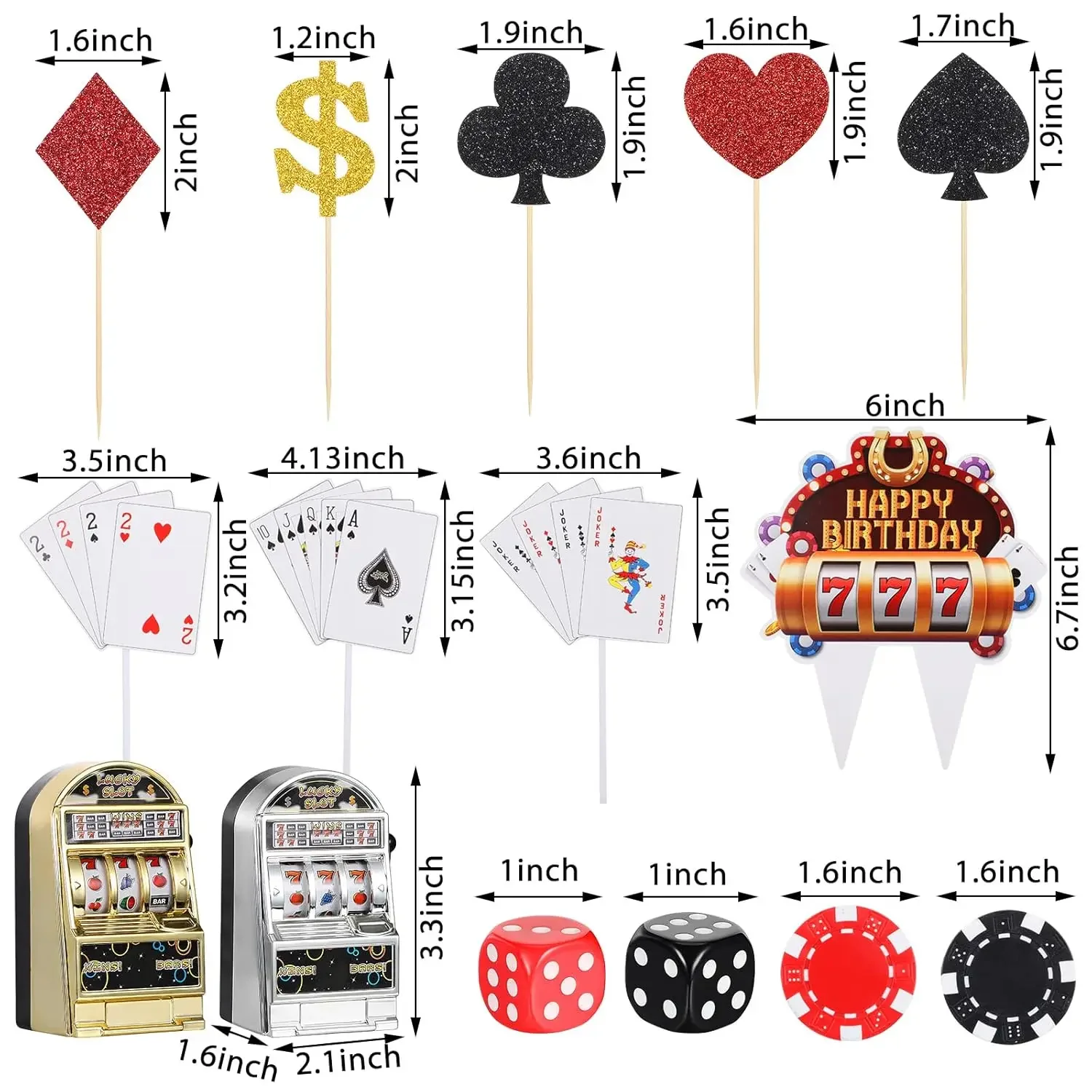 Casino Kuchen Dekor Set mit Mini Spielzeug Slot Maschine Poker Cupcake Topper für Las Vegas Casino Nacht Thema Geburtstag Party Dekor – Detail 3