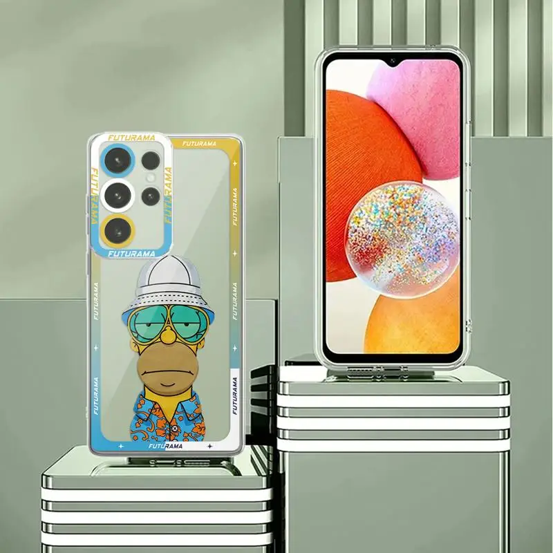 Luxury Clear Phone Case For Samsung Galaxy S23 S22 S21 S20 S10 FE Ultra Plus Cute Futurama Bender Art Silicone Soft Cover