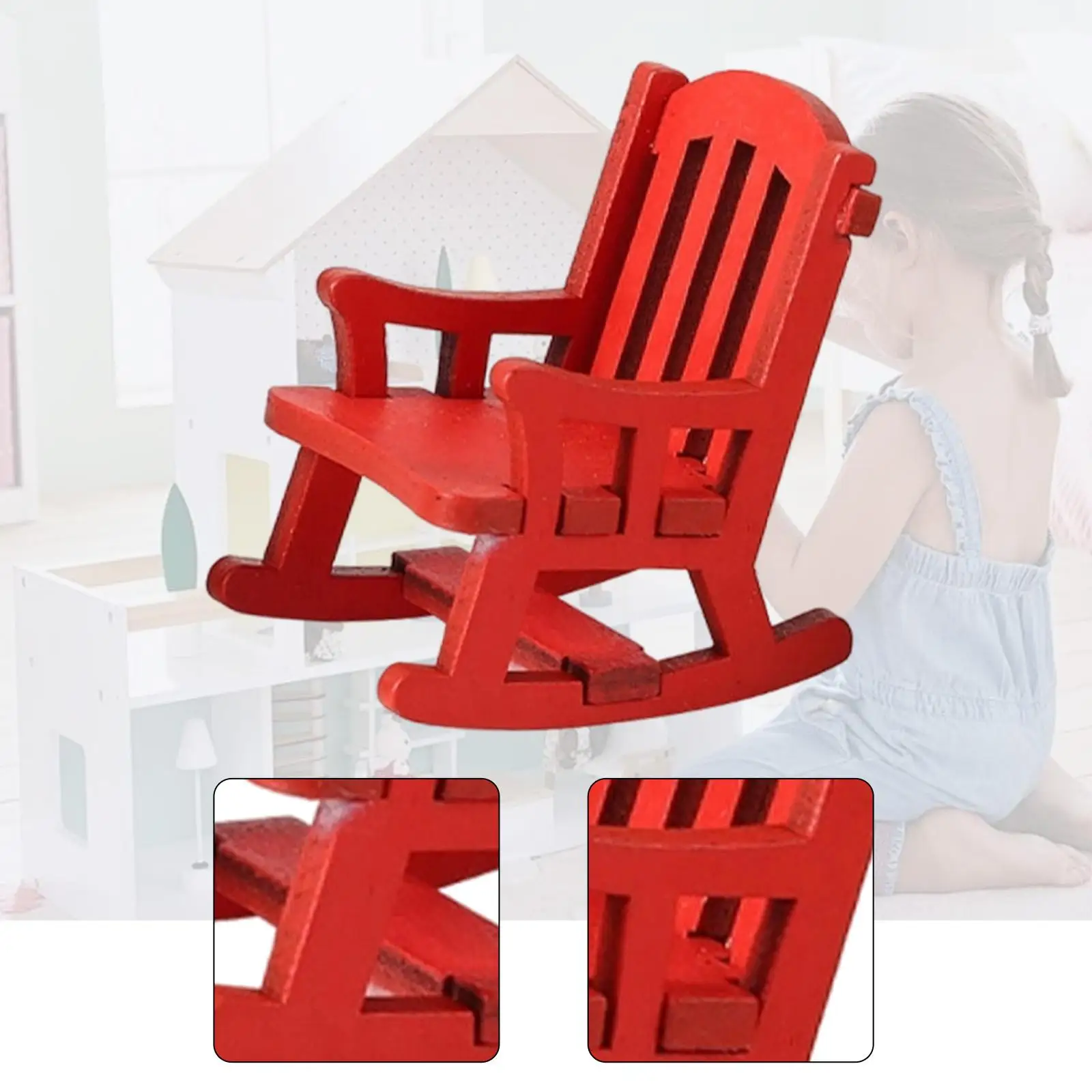 Collections de chaises à bascule en bois, pour bricolage, accessoires de paysages, projets de bricolage, 1/12