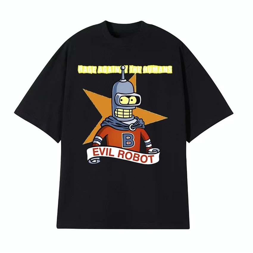 

Футболка Against The Humans Robot Meme, забавная футболка Bender Kill All Humans с героями мультфильмов, мужская и женская повседневная хлопковая футболка высокого качества