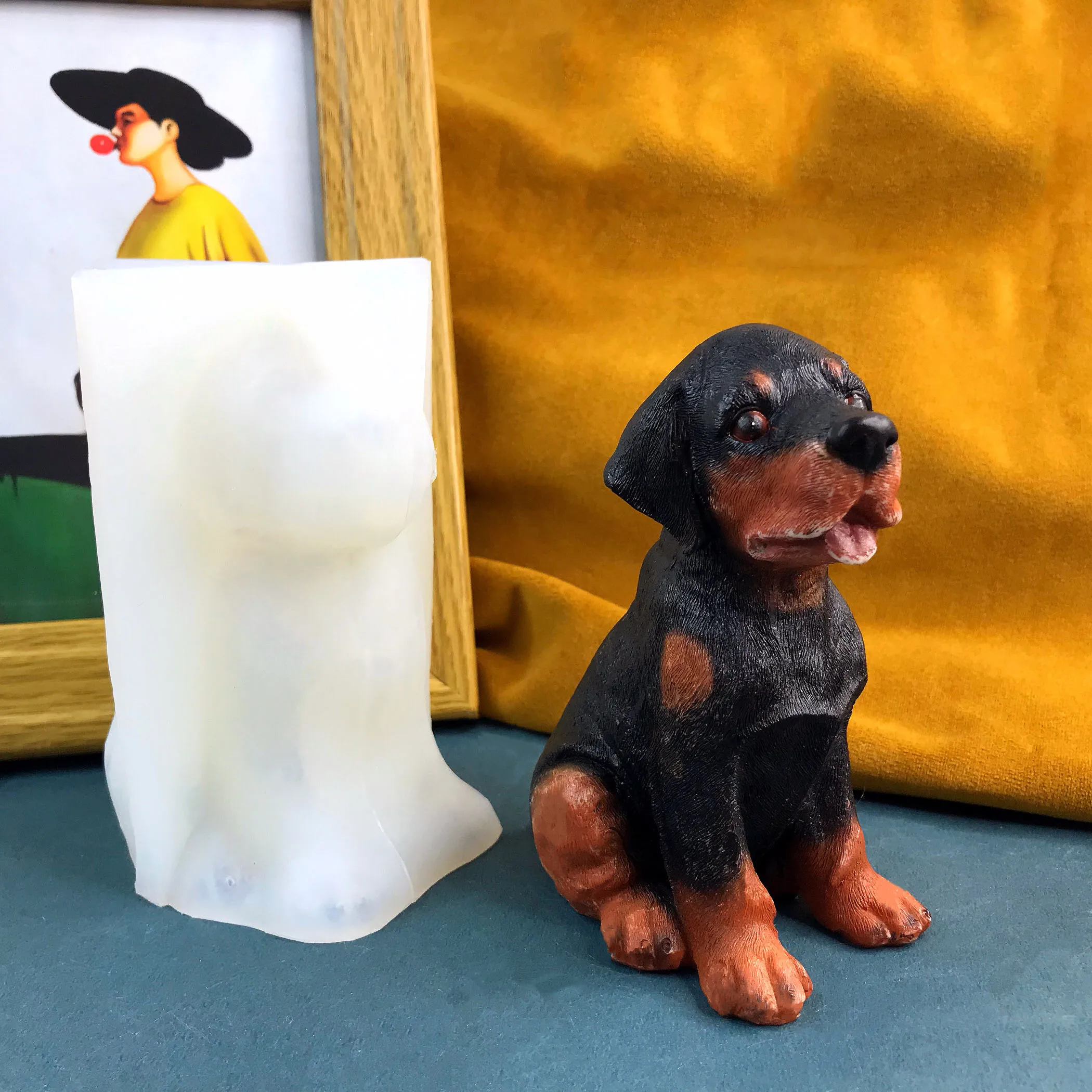 Lifelike Guardian Dog Silicone Mold 3D Rottweiler for Resin Memorial Statue, Candle & Plaster Figurine, Pet Loss Gift Craft