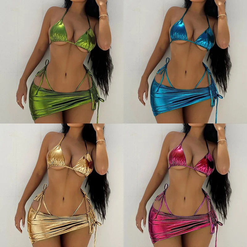 2024New Bikini Suit Sexy Slim Fit Shiny Surface Hot Girl NightclubbikiniPopular