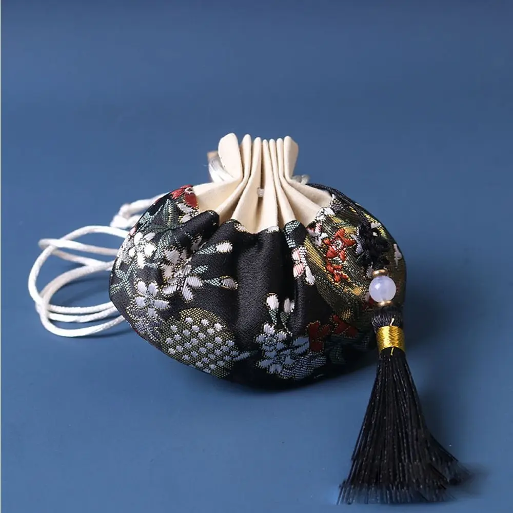 

Multi Color Hanging Decoration Cloth Flower Pattern Tassel Empty Sachet Chinese Style Storage Bag Women Jewelry Bag Purse Pouch