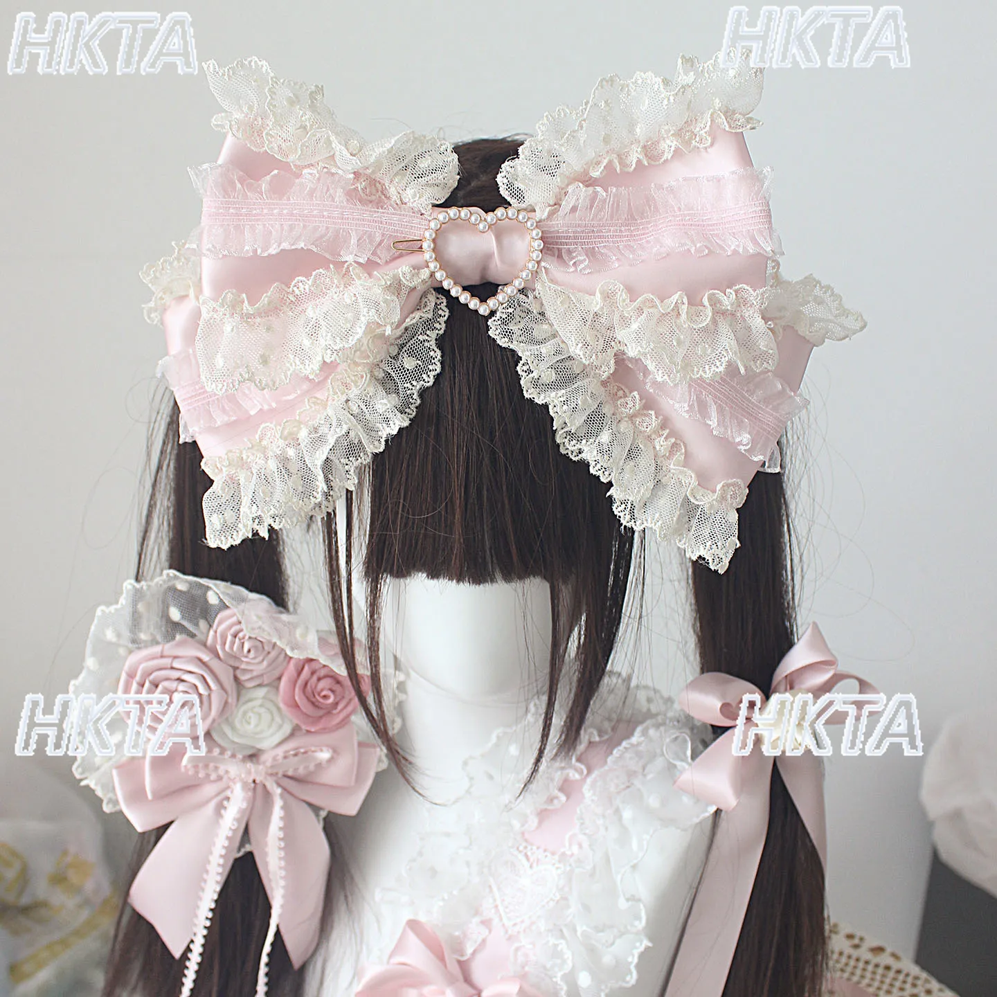 

Милый Элегантный Универсальный Бант Белый Розовый Повязка на Голову Аксессуары Для Волос Лолита Шелковый Атлас Головной Убор в горошек Кружева Маленький Зажим Для Женщин