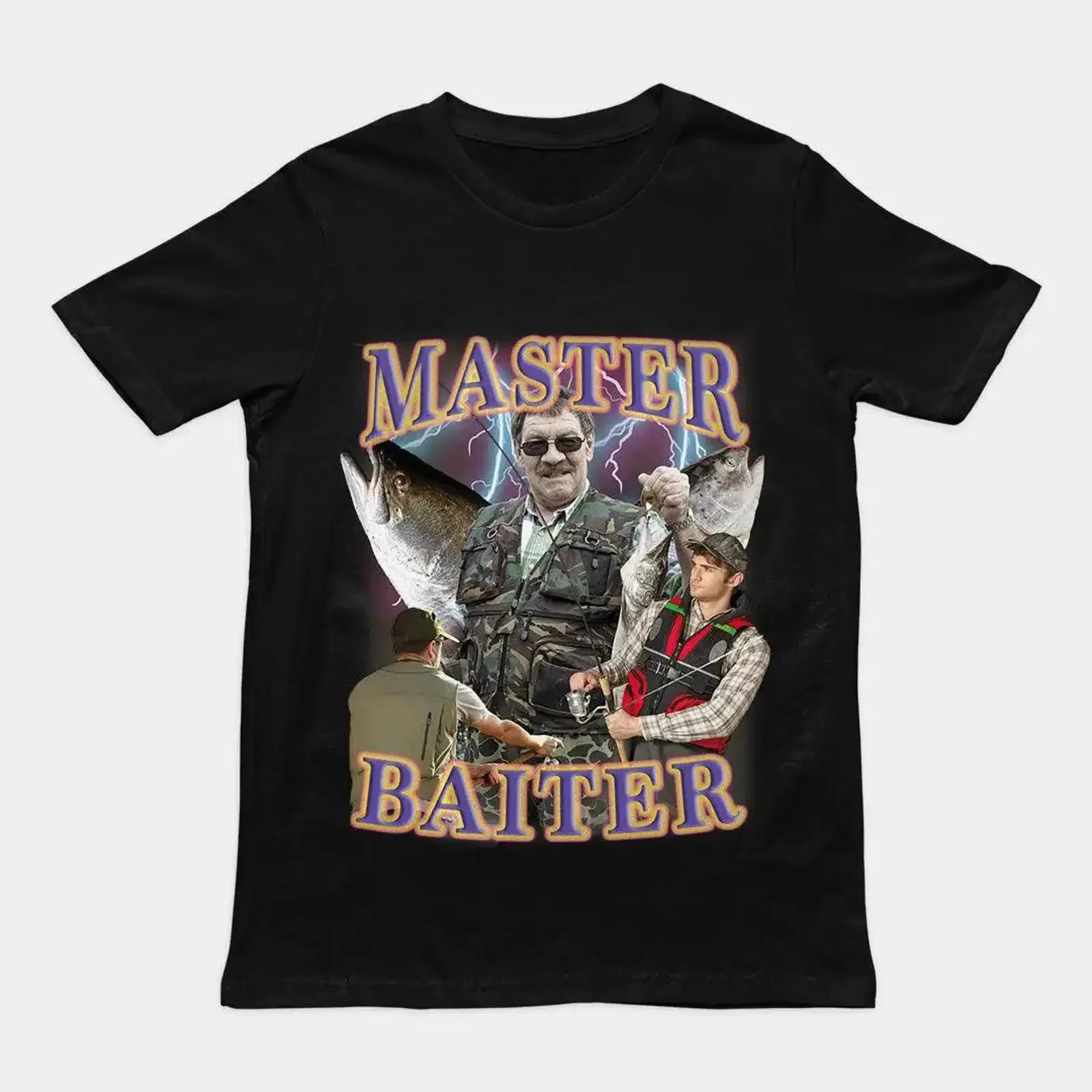 Master Baiter Funny Fishing Pun T Shirt Rude Angler Meme Cheeky Fisherman for Him vintage Washed Casual Stylish Breathable