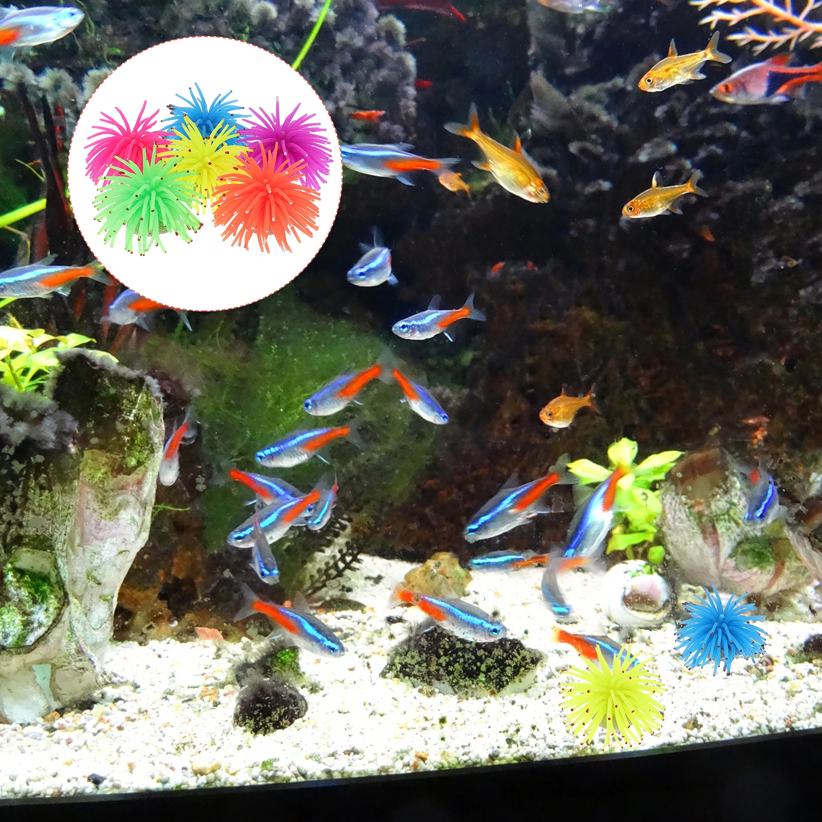 

6 Pcs Simulated Coral Aquatic Grass Fish Tank Decorations Figurines Sea Urchin Aquarium Fresh Water Artificial