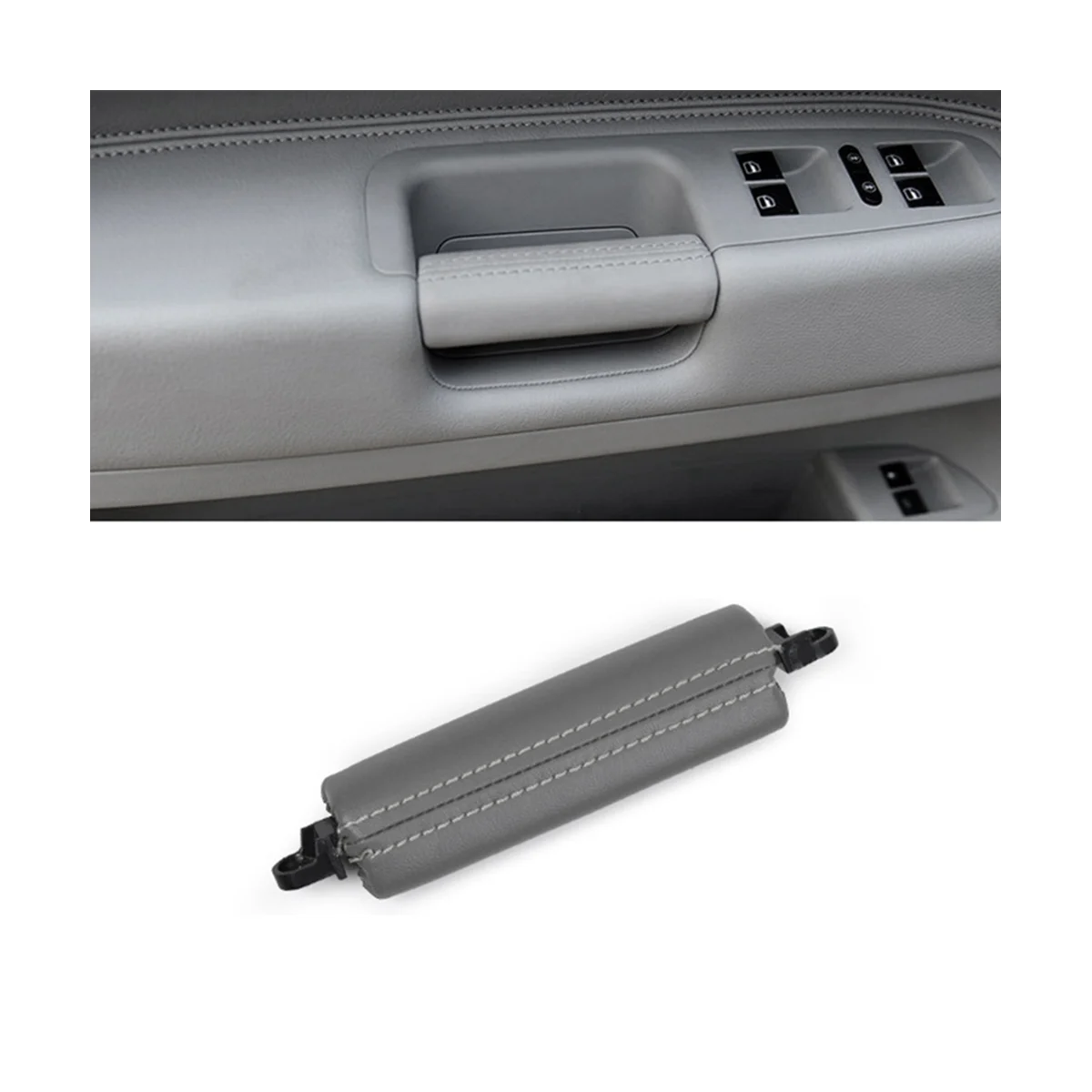 Car Interior Door Pull Handle Trim 7L6867161 for VW Touareg 2003-2010 Side Door Handle Inner PU Leather LHD RHD Grey