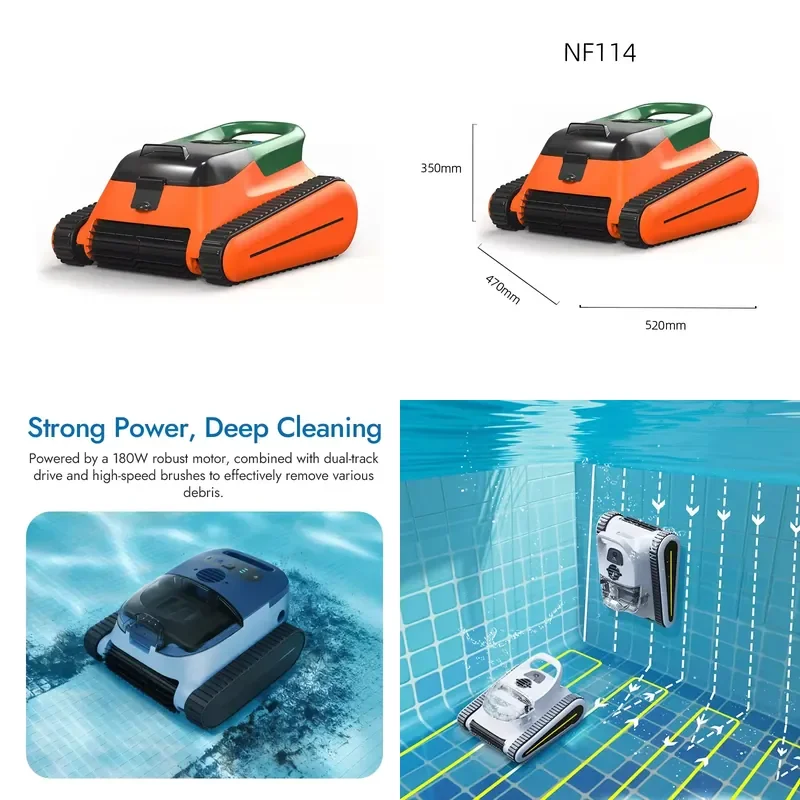STROVAN LEWOL POOL Automatic Smart Pool Cleaning Robot Vacuum-High Efficiency 7800mAh Battery Multi-Plug Compatible