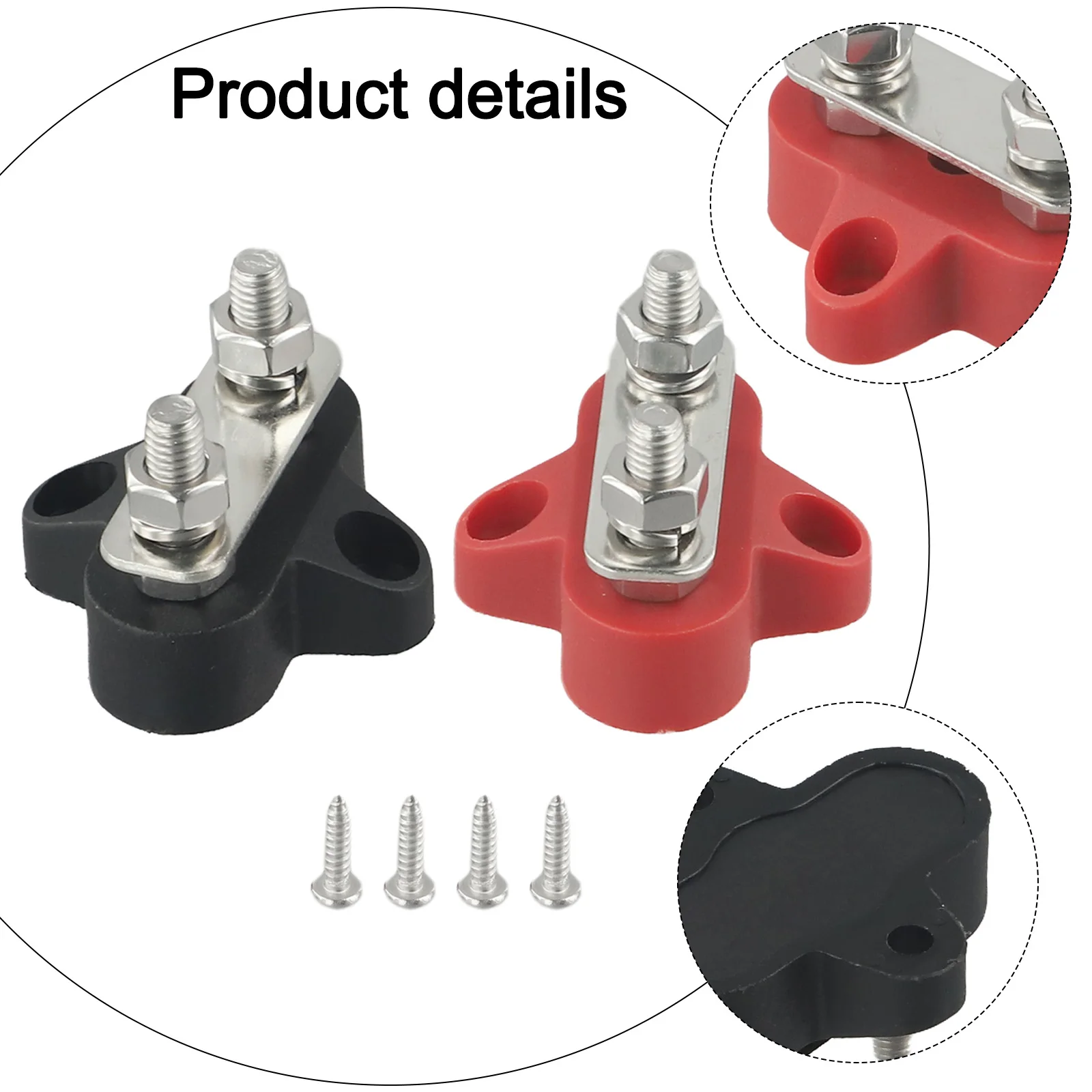 2pcs M6 M8 Terminal Block Studs Bus Bar 12-48V Heavy Duty Power Distribution Stud For Camping RV Truck Boat Trucks