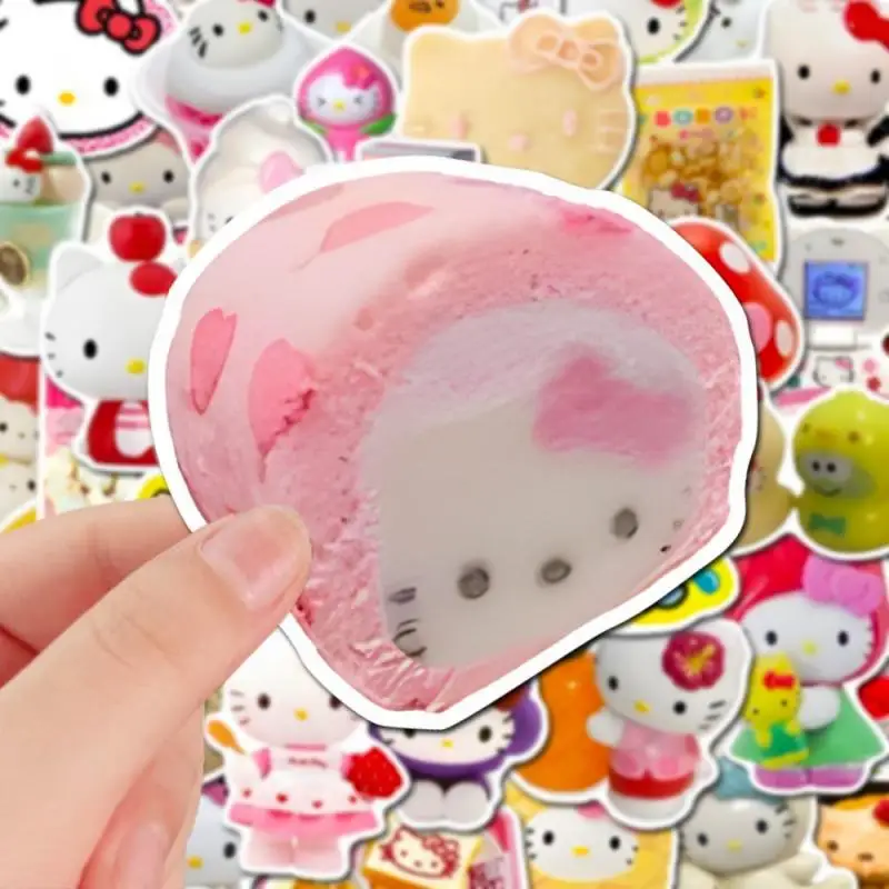 Hello Kitty Food Series Stickers Cartoon Kawaii Hand Account Decoration Stickers Cute Refrigerator Sticker Creative Styling Gift