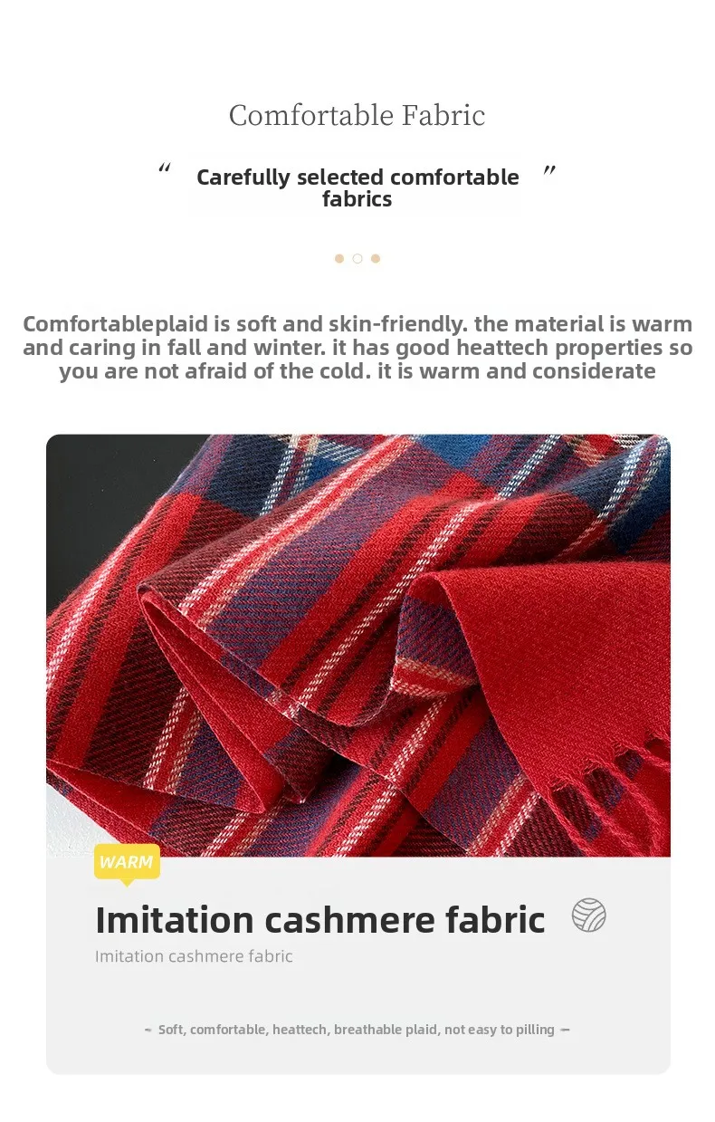 

Клетчатый шарф в корейском стиле, женский шарф из искусственного кашемира, модный и теплый зимний шарф для студентов и пар, шаль.