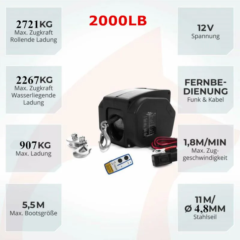 12V 2000 lbs 3500 LB wireless Electric winch  for marine use