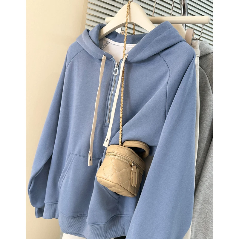 Half Zip Hoodies for Women 2026 Loose Long Sleeve Sweatshirt Casual Kangaroo Pocket Drawstring Pullover Autumn Daily Wear Tops