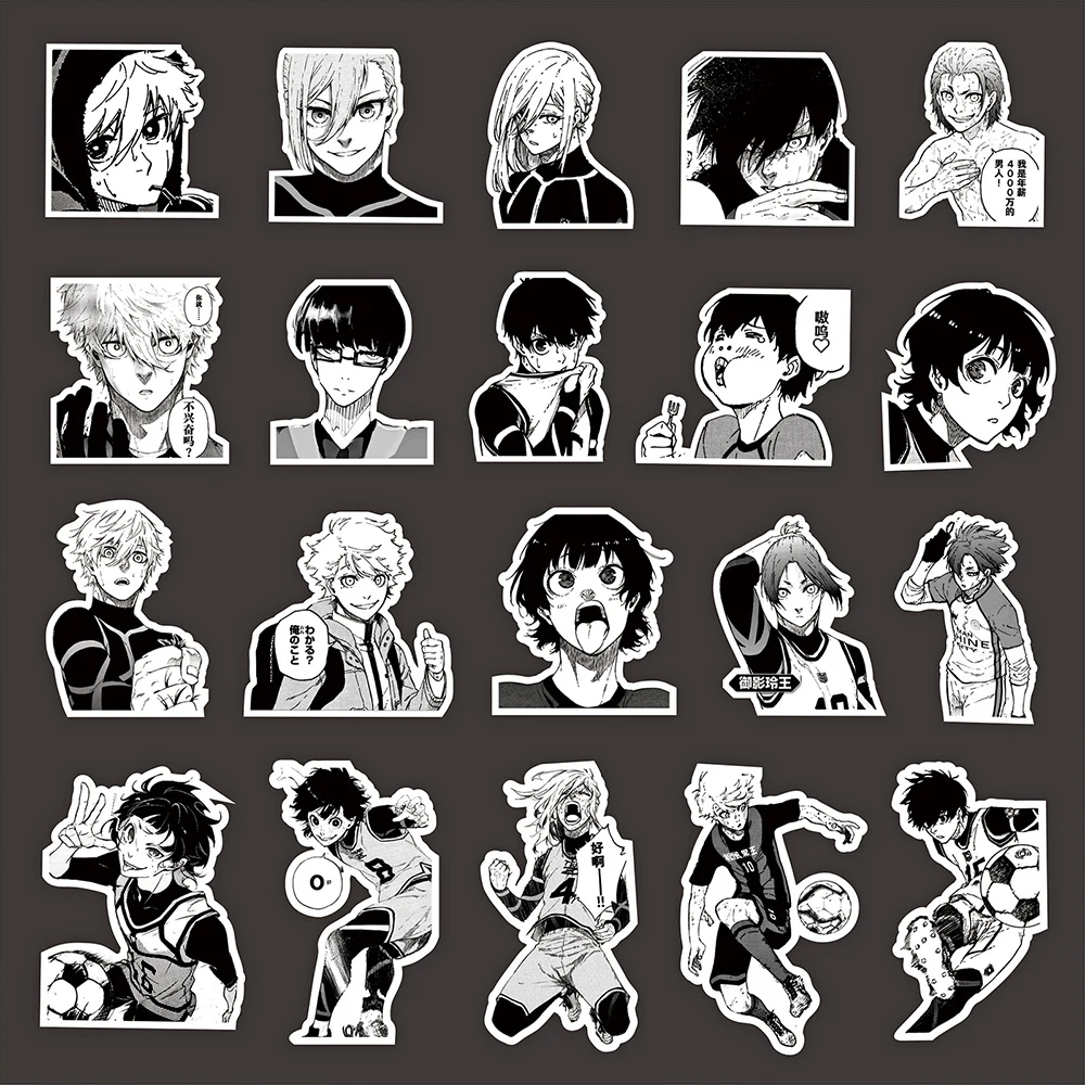 10/30/70pcs BLUE LOCK Anime Stickers Cool Black White Cartoon Graffiti Decal for Kid DIY Laptop Computer Phone Manga Sticker Toy