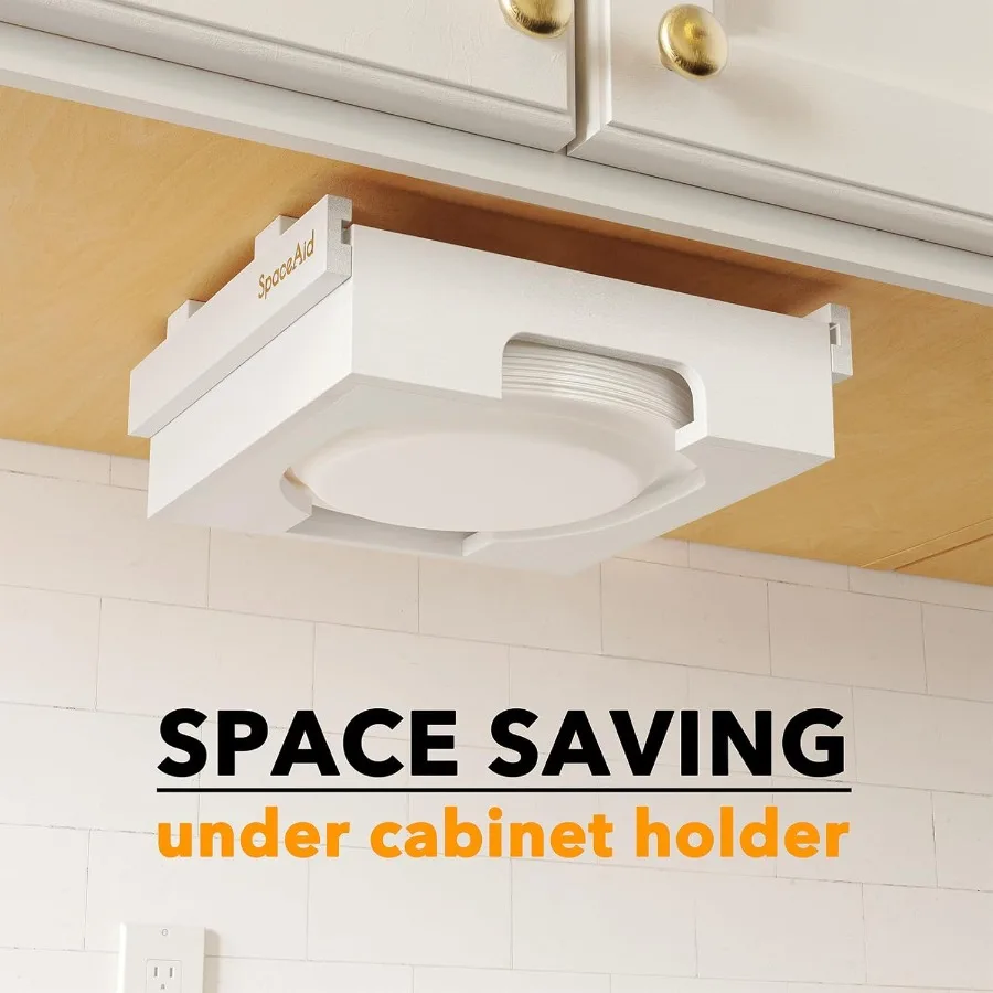 Dispenser per piatti di carta da 9 pollici sotto l'armadio Portapiatti in bambù Contatore da cucina Dipensori verticali Supporti Controsoffitto Caddy Whit