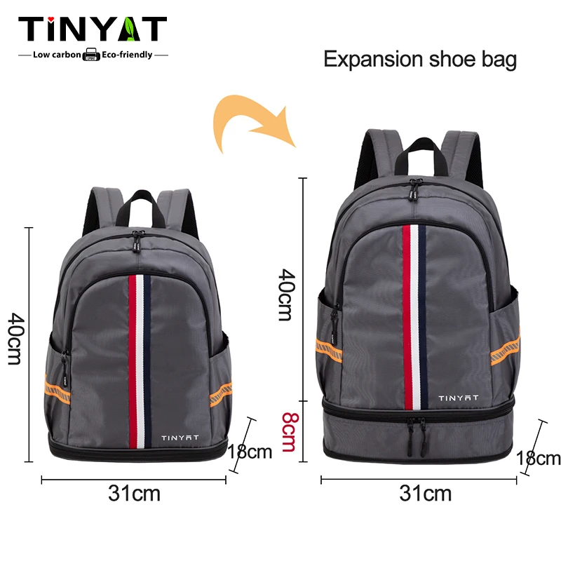 Tinyat Durable Casual Foldable Commute Schoolbags Fit 15.6 Inch Laptops With Multiple Pockets, Large Capacity Waterproof Outdoor