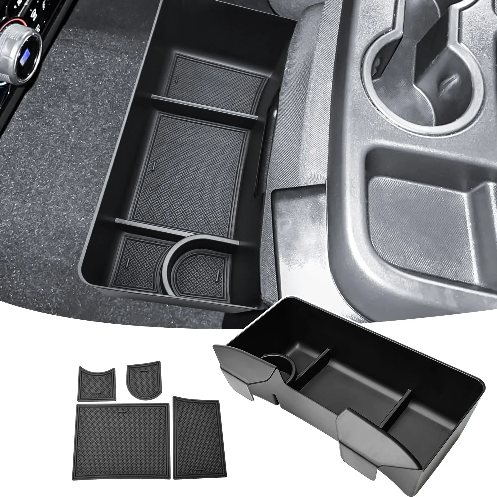 

Front Center Console Organizer Hanging Storage Box Tray for 2020-2025 Chevrolet Silverado/Sierra 2500HD 3500HD Cup Holder Box