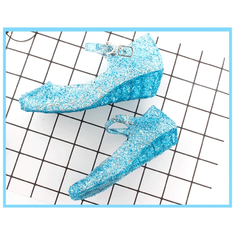 Elsa Princess Crystal Shoes For Girls 2024 New Fashion Kids Birthday Casual Sandals Shoes Baby Wedding Party Shoes High Heels