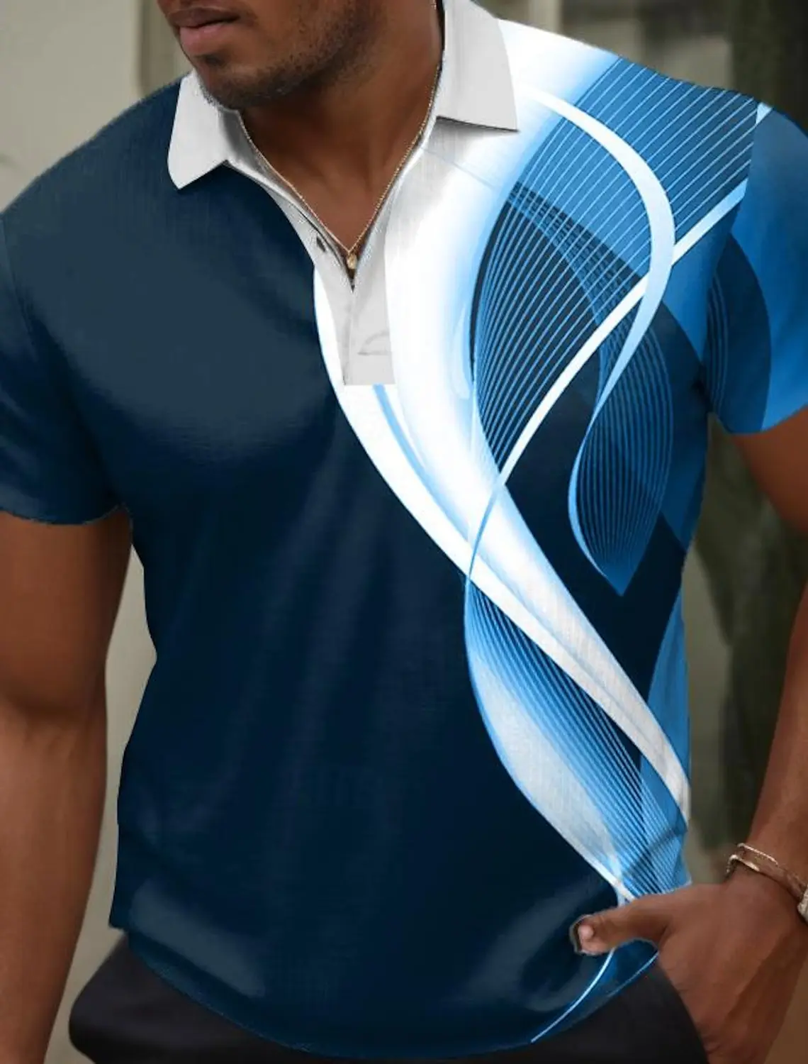 Optical Illusion Men's Fashion Golf Polo Casual 3D Print Polyester Short Sleeve Turndown T-Shirts Micro-elastic Lapel Polo shirt image 3