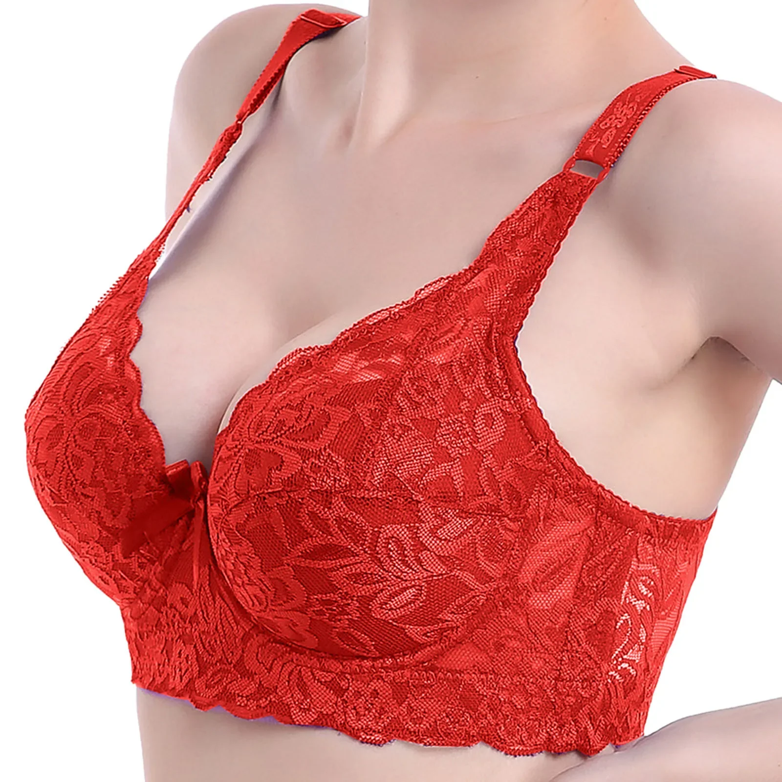 

Hot Full Cup Thin Underwear Small Bra Plus Size Wireless Adjustable Lace Women's Bra Breast Cover B C D Cup Large Size Lace Bras