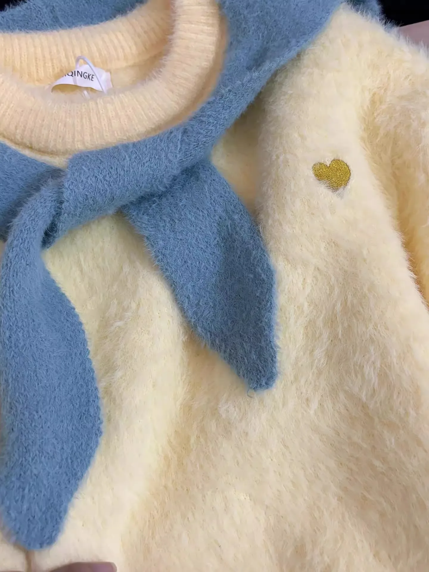 Weicher, gemütlicher gelber Strickpullover für Damen, lockere Passform, Herbst-Winter-Innenbekleidung, lässig, lang, Sve, rundes Ne-Thermo-Top