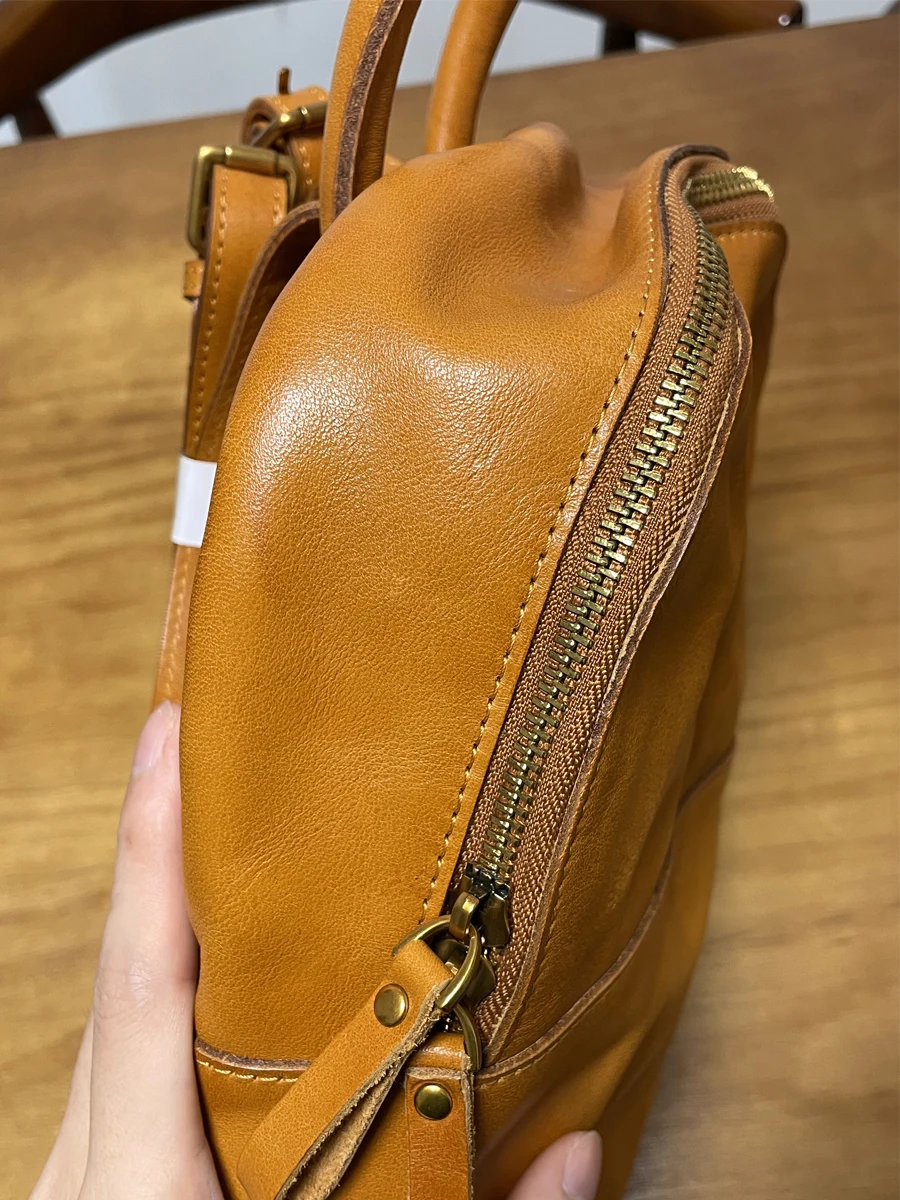 PNDME weekend party luxury first layer cowhide ladies backpack vintage outdoor travel handmade genuine leather women's schoolbag