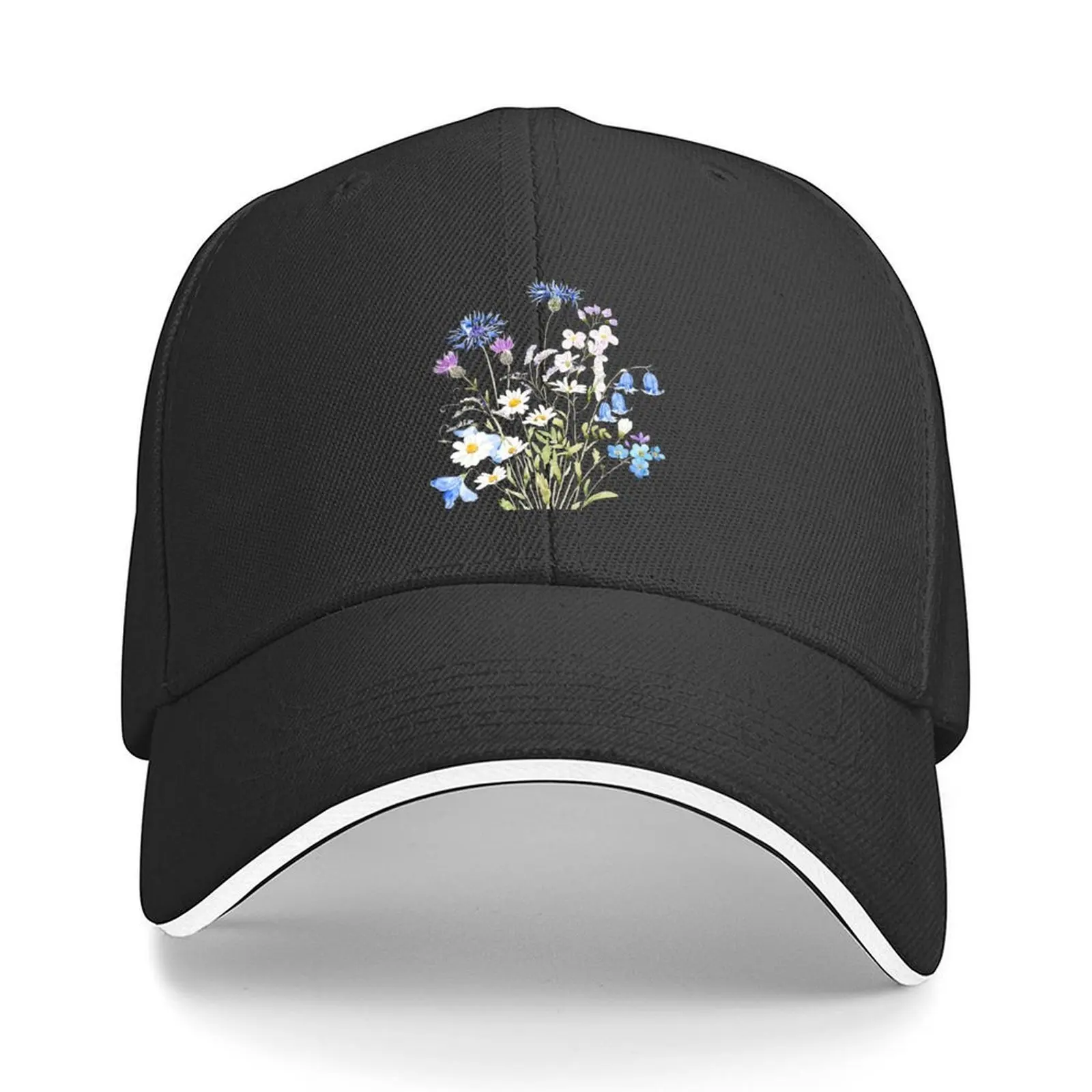 

blue white and purple wildflower 2020 Baseball Cap Wild Ball Hat Sunscreen Hat men Cosplay For Women Men's