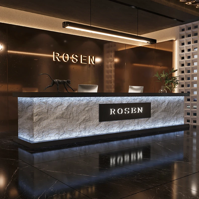 تخزين مكتب الاستقبال مكتب الاستقبال الحلاق صالون تجميل مكاتب الاستقبال الحديثة الكلاسيكية طويلة أثاث الاستقبال Mostrador