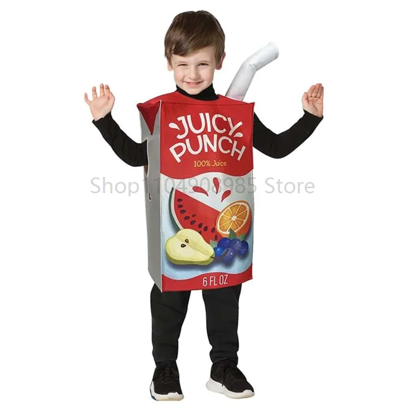 

Funny Juice Box Unisex Costume Halloween Food Cosplay Carnival Purim Party Fancy Beverages Children Dress Up