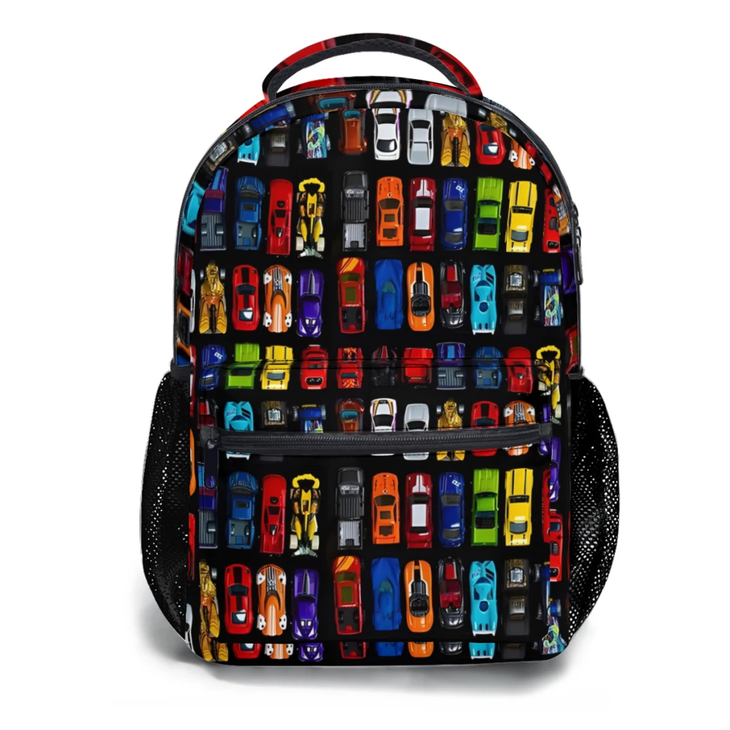 Cartable léger imprimé vertical pour enfants, sac à dos décontracté pour jeunes, cartable de dessin animé Anime, voitures et voitures