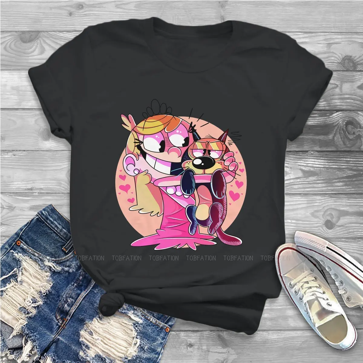 Camiseta de The Loud Houses para mujer, remera de Lola Loud and cliffel, Tops para mujer, camisetas divertidas de Harajuku para mujer, Camiseta de algodón 5XL