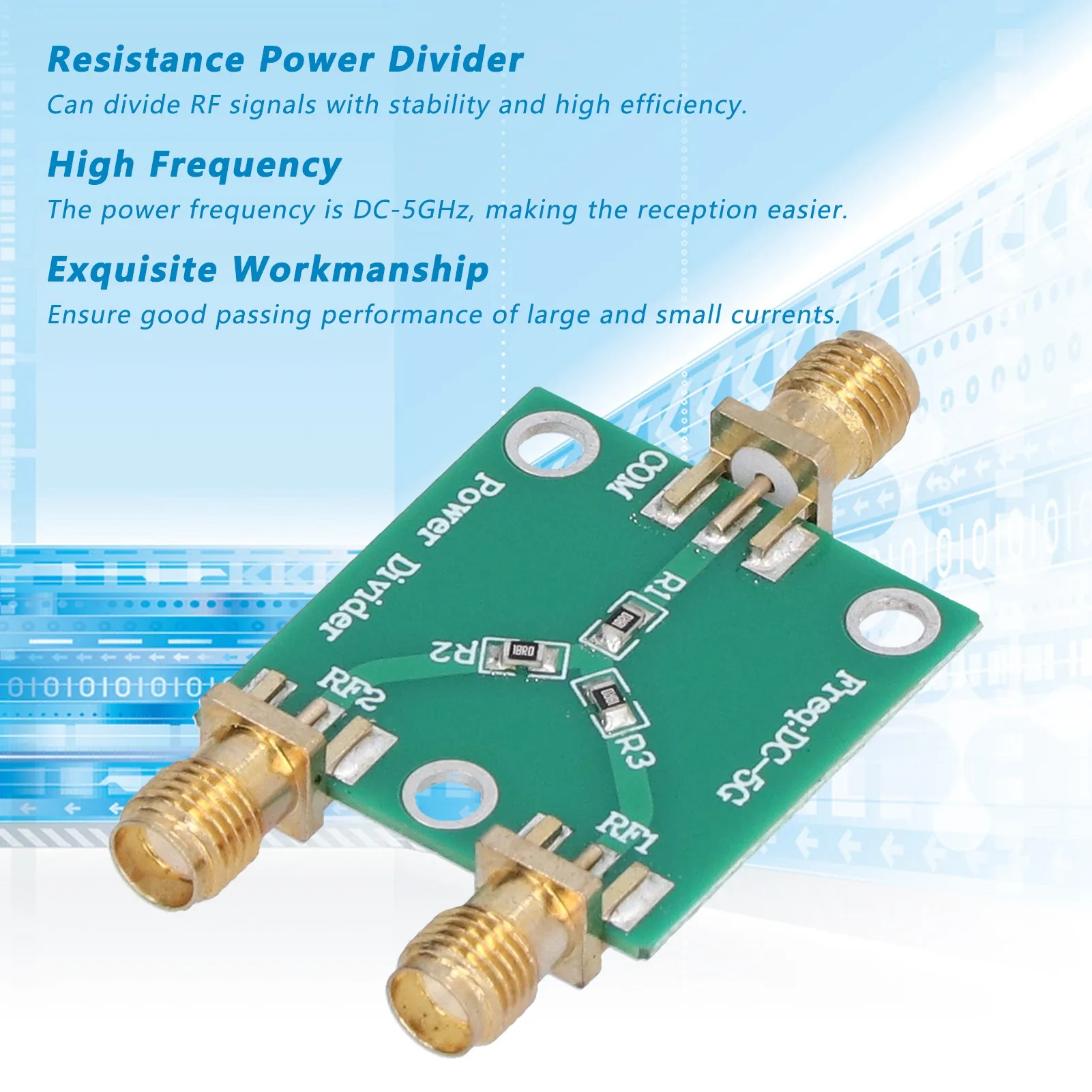 RF 2 Way Splitter Resistance Splitter Resistance Power Divider Module RF 2 Way Splitter Board Distributor ‑5GHz 6dB 0.5W