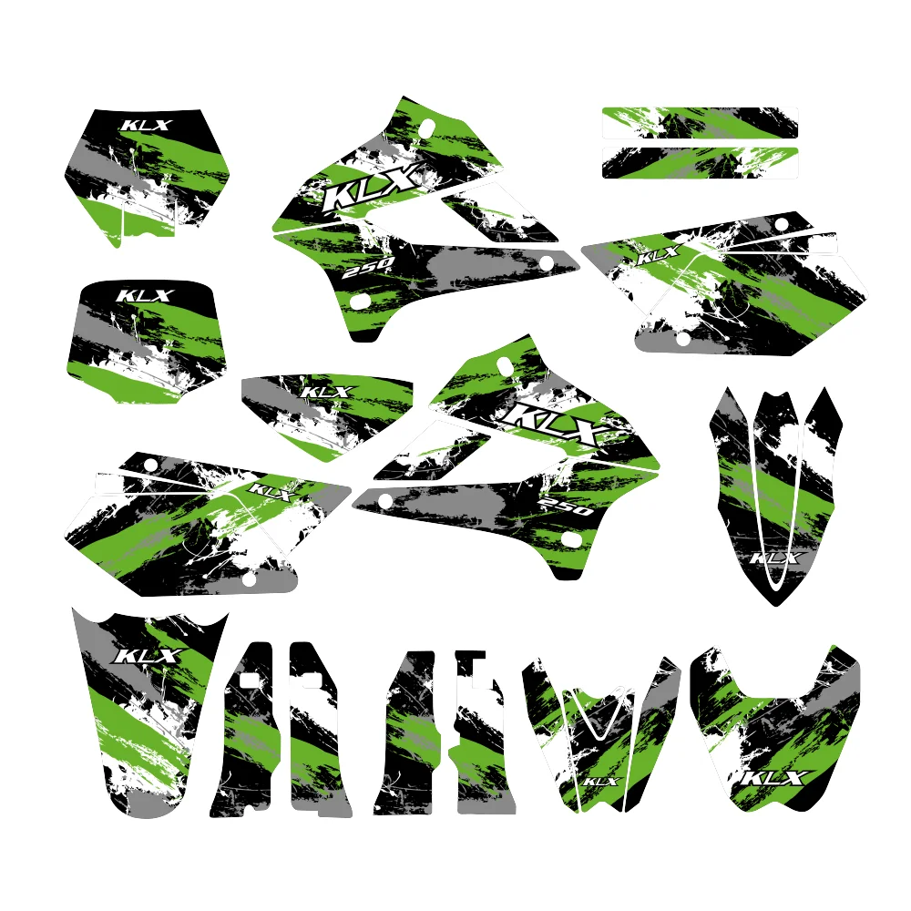Custom Motorcycle Decals Full Set Graphics Kit for Kawasaki KLX 250 2009-2018 Off-Road Scratch-Resistant High Quality Sticker