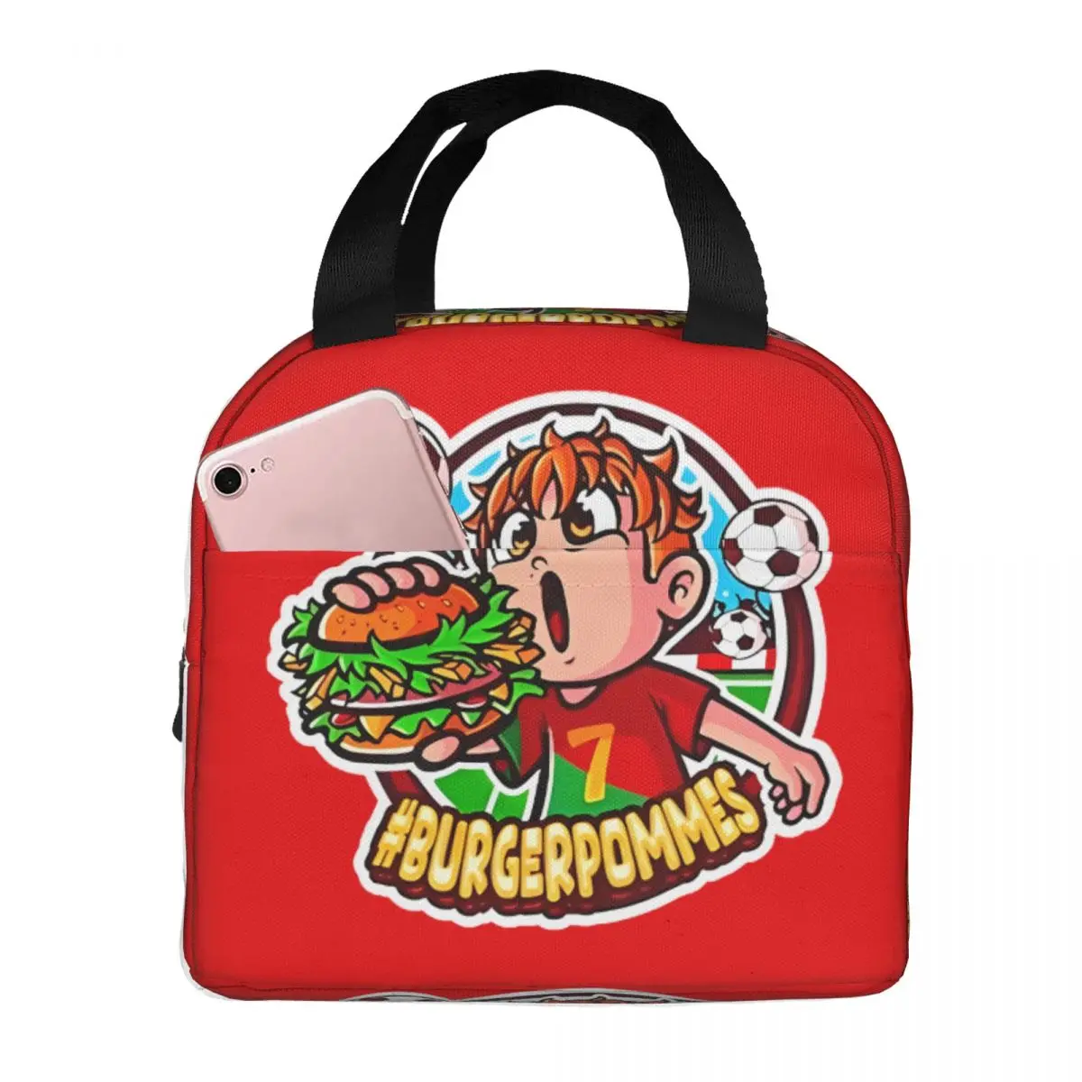 LukasBS Burgerpommes Insulated Lunch Bags Cooler Bag Lunch Container ICrimax Game High Capacity Tote Lunch Box Girl Boy Beach